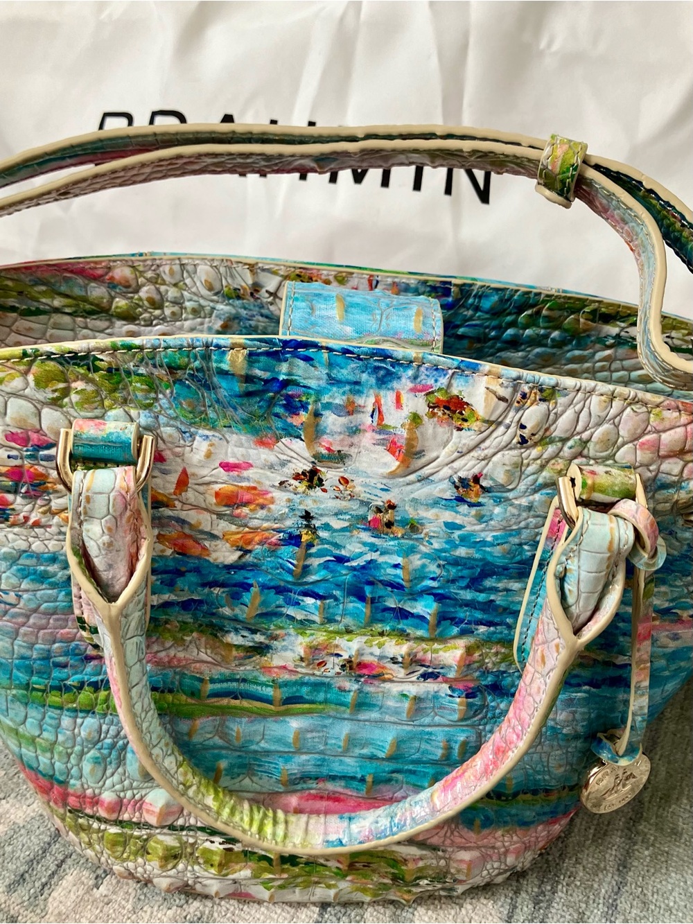 Brahmin Multicolor Croc-Embossed Leather Tote - Picture 5 of 11